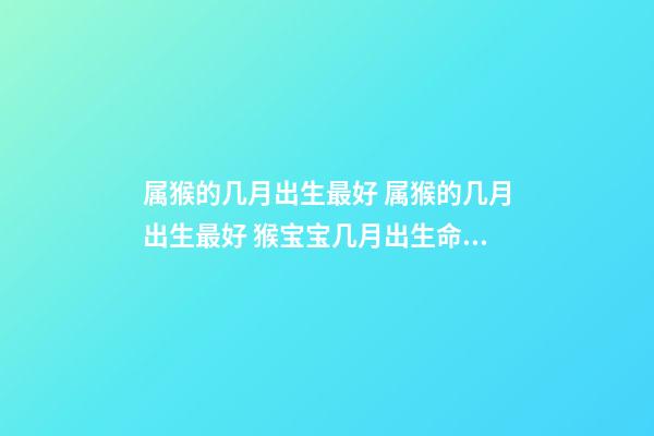 属猴的几月出生最好 属猴的几月出生最好 猴宝宝几月出生命最好-第1张-观点-玄机派